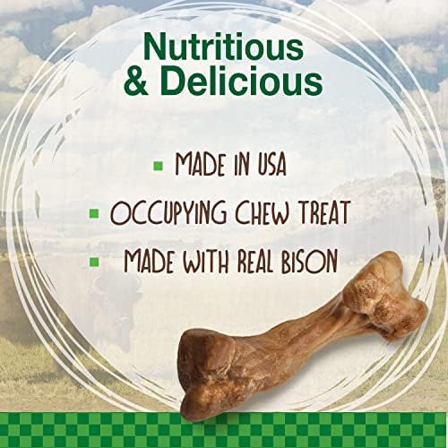 Nylabone Healthy Edibles WILD Natural Dog Chew Treats for Small Dogs, Long Lasting Dog Healthy Chew Bones Made in USA, Bison Flavor, For Dogs Up to 25 lbs. (8 Count)