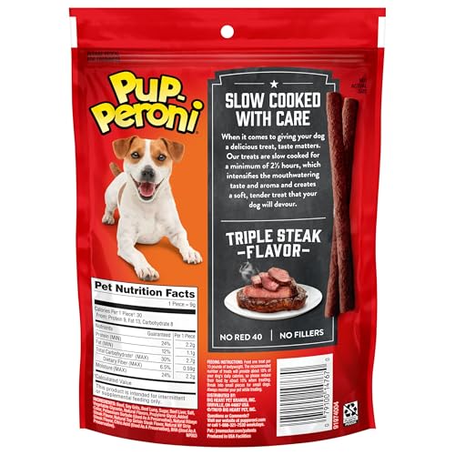 Pup-Peroni Dog Treats, Triple Steak Flavor, 5.6 Ounce (Pack of 8), Ribeye, Top Sirloin, NY Strip Flavors