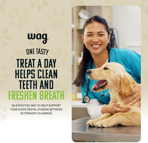 Amazon Brand - Wag Dental Dog Treats to Help Clean Teeth & Freshen Breath - Medium, Unflavored, 36 Count (Pack of 1)