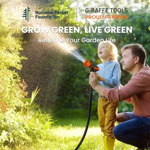 Giraffe Tools Garden Hose 6ft x 5/8", Short Water Hose Heavy Duty, Lightweight, Flexible Hybrid Hose with Swivel Handle, Male to Female Fittings