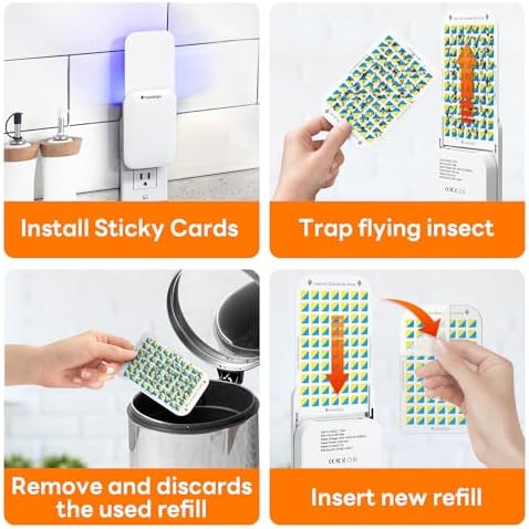 Mosalogic Fruit Fly Traps for Indoors Gnat Trap for House Indoor-600 Sqft Protection Area UV Fly Insect Trapper for Fruit Flies,Gnat,Mosquito,and Other Flying Insect Plug in Bug Killer White