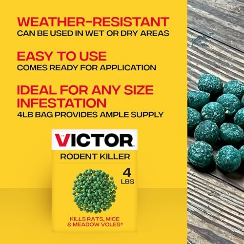 Victor Rat Poisoning for Inside & Outdoor Use - Kills Rats, Mice, Meadow Voles | Mouse Poisoning for Indoor & Outside Areas, Ready-to-Use, Yellow, M925, 4 lbs
