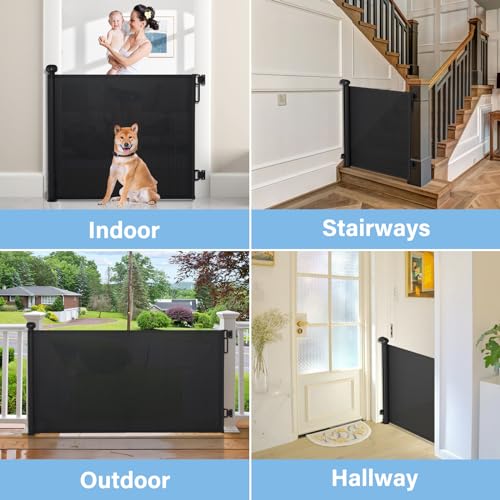 PRObebi Retractable Baby & Dog Gate - Extends to 72" Wide, 34" Tall, for Stairs, Doorways, Hallways, Outdoor, Deck, Porch