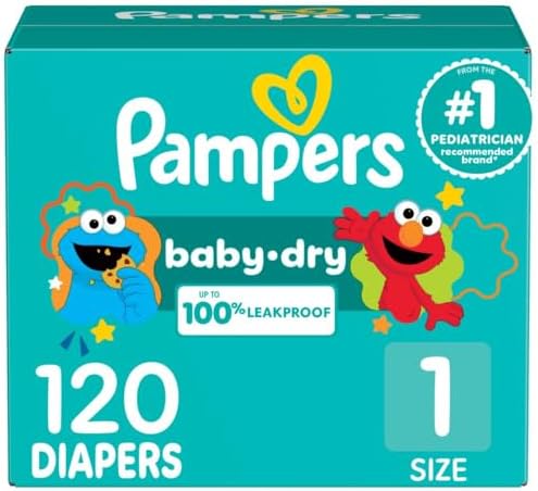 Pampers Diapers - Baby Dry - Size 1, 120 Count, Absorbent Disposable Infant Diaper (Packaging May Vary)