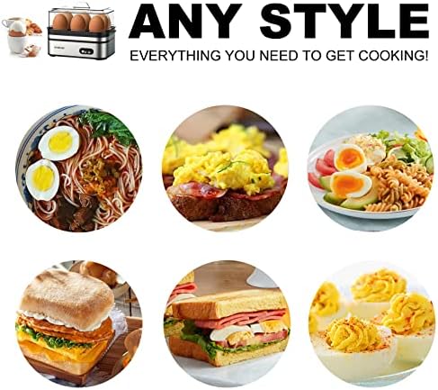 Rapid Egg Cooker Electric 6 Eggs Capacity, Soft, Medium, Hard Boiled, Poacher, Omelet Maker Egg Poacher With Auto Shut-Off, BPA Free