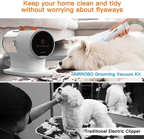 AIRROBO Dog Grooming Vacuum, Dog Grooming Kit,12000Pa Strong Pet Vacuum, 2L Large Capacity Vacuum for Shedding Grooming Hair, Quiet,PG100
