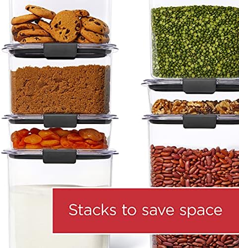 Rubbermaid Brilliance 16-Cup Airtight Food Storage Container with Lid Clear/Grey - optimal for pantry organization flour sugar and food storage