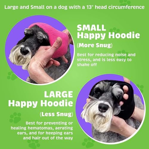 Happy Hoodie The Original Dog & Cat Calming Band - American Brand - Anxiety Relief/Noise Protection - Grooming - Thunder - Fireworks (Large, Black) - Since 2008