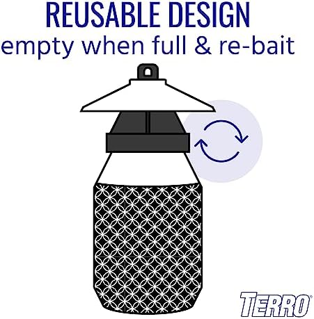 TERRO T380 Outdoor Reusable Fly Magnet Fly Trap - Poison Free Fly Killer and Trap with Bait