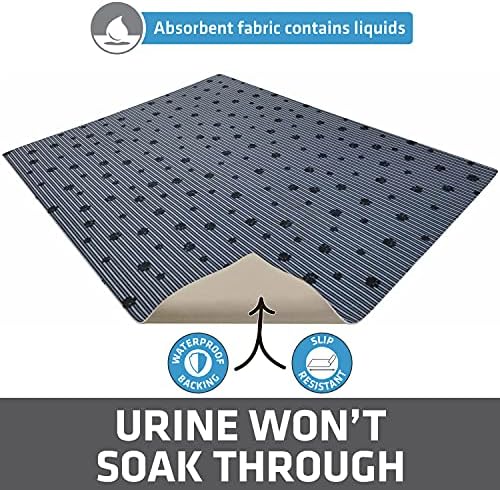 Drymate XL Original Cat Litter Mat, Contains Mess from Box, Protects Floors, Urine-Proof, Machine Washable, Soft on Kitty Paws, Absorbent, Waterproof (USA Made, Recycled Content) (28”x36”)(GreyStripe)