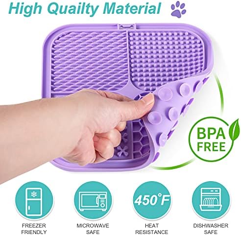 LUKITO 3PCS Licking Mat for Dogs & Cats with Suction Cups, Dog Peanut Butter Lick Pads for Anxiety Relief & Boredom Reducer, Slow Feeder Dog Bowls, Perfect for Bathing, Grooming and Training