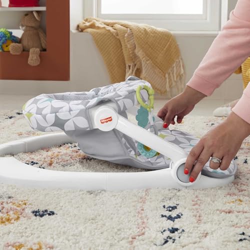Fisher-Price Portable Baby Chair Sit-Me-Up Floor Seat With Developmental Toys & Machine Washable Seat Pad, Starlight Bursts