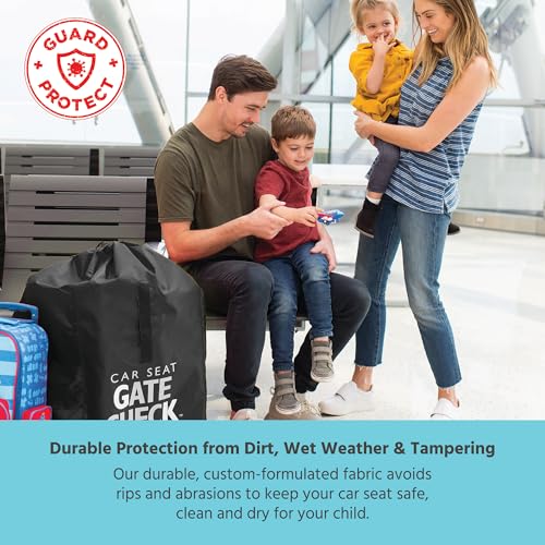 J.L. Childress Gate Check Bag for Car Seats - Travel Bag for Airplane - Includes AIRTAG Holder - Fits All Baby Car Seats, Infant Carriers & Child Booster Seats, Black
