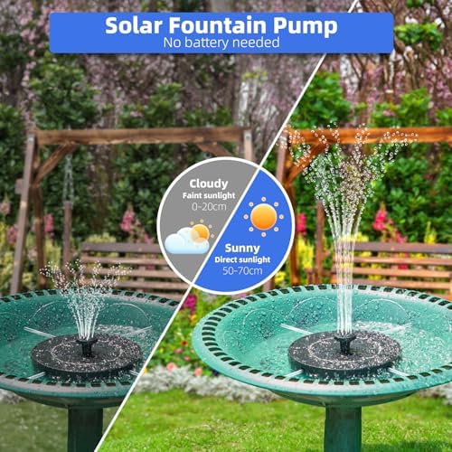 Solar Fountain for Bird Bath, Solar Water Fountain with Multiple Nozzles & Fixed Pipes, Upgraded Version 3.5W Solar Water Pump, Suitable for Bird Bath, Garden, Courtyard, Fish Tank, Outdoor