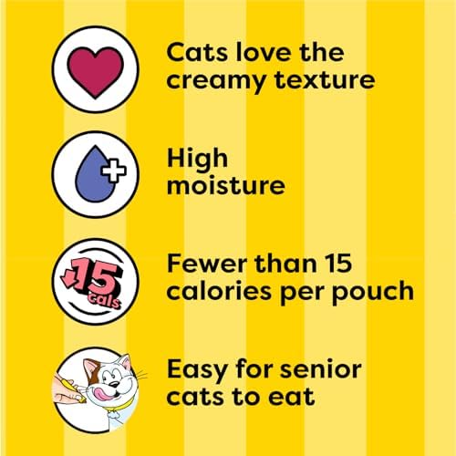 Temptations Creamy Puree Squeezable Lickable Wet Cat Treats with Salmon, 0.42 oz. Tubes, 4 Count, Pack of 11 (44 Total)