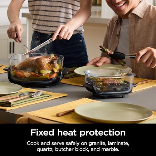 Ninja Crispi 4-in-1 Portable Glass Air Fryer Cooking System, 1500W, 4QT & 6-Cup TempWare Glass Containers with Storage Lids, Microwave, Freezer & Dishwasher Safe, Cyberspace Gray, FN101GY