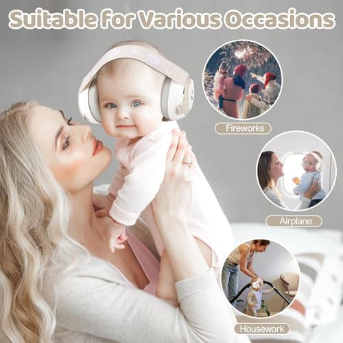 Baby Headphones-Infant Ear Protection for Babies 0-36 Months, 25dB NRR Baby Noise Cancelling Headphones with Little Bear Design,Travel Essentials for Airplane/Improves Sleep/Outdoor