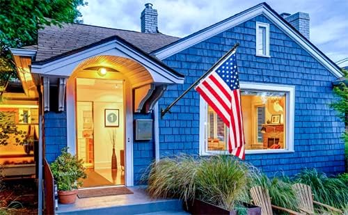 Barcetine American Flag Poles for Outside House - 5ft Tangle Free Flag Pole for House with Holder Bracket,Residential Flagpole Kit for Outdoor Porch Garage - Black
