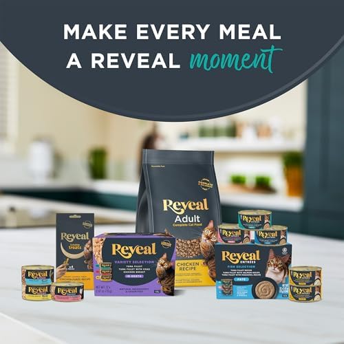 Reveal Natural Wet Canned Cat Food, Limited Ingredient, Grain-Free, Protein with No Artificial Additives, Fish Variety in Broth (12 x 2.47 oz Cans)