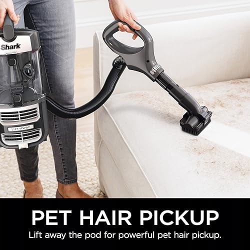 Shark UV730 Navigator Lift-Away Upright Vacuum, PowerFins HairPro Self-Cleaning Brushroll, HEPA Filter with Anti-Allergen Technology, LED Headlights, Swivel Steering, Gray (Renewed)