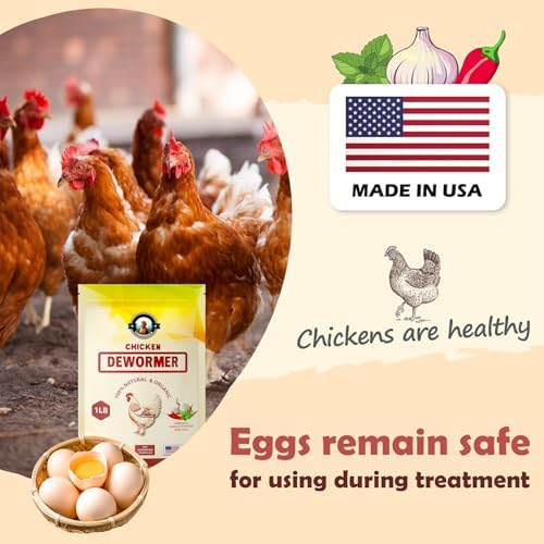 Chicken Dewormer Powder, All-Natural Health Formula, 1LB Pouch, US-Made,Safe for Eggs, Effective for All Ages & Sizes, Chicken Wormer, Poultry Medicine Supplies, Prevents and Relieves Worm