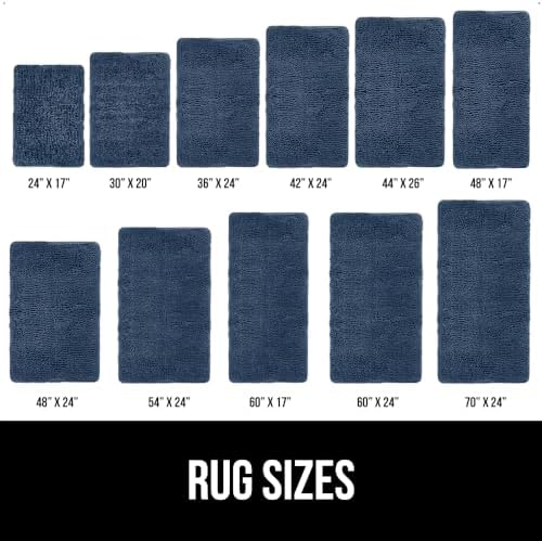 GORILLA GRIP Bath Rug Mat, Thick Soft Absorbent Chenille, Quick Dry Microfiber Mats, Rubber Backing Washable Shower Floor Rugs, Bathmat Runner, US Designed Bathroom Home Decor Accessories 24x17, Navy