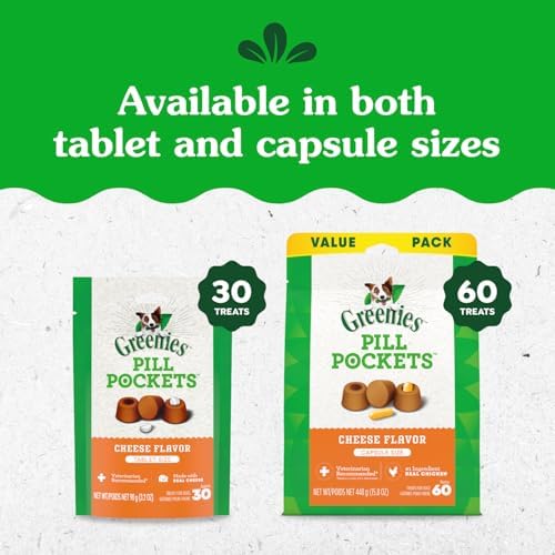 Greenies Pill Pockets for Dogs Small Size, Soft Dog Treats, Cheese Flavor, (6) 3.2 oz. Pouches (180 Treats Total)
