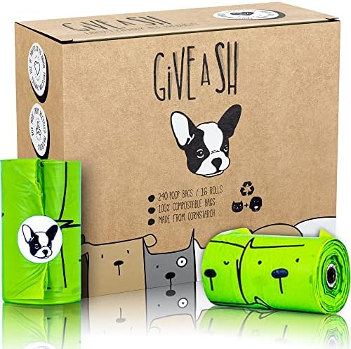 100% Certified Home Compostable Dog Poop Bags - 10% to Charity - ASTM D6400 & EN 13432 Compliant - 240 x Plant Based Compostable Poop Bags (16 Rolls)