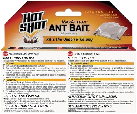Hot Shot MaxAttrax Ant Bait, 0.07 oz Bait Stations, 4 Count, 12 Pack