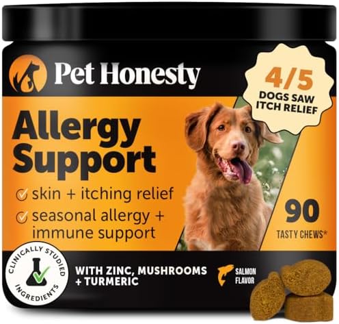Dog Allergy & Itch Relief - Advanced Itch Supplement with Probiotics for Dogs - Immune Support & Skin Relief for Seasonal Allergies - Natural Itchy Skin & Paw Relief - (Salmon, 90 Ct)