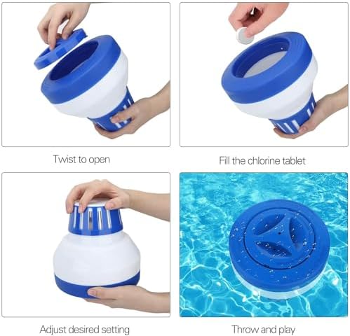 Pool Chlorine Floater, 7.5" Large Floating Chlorine Dispenser, Optimal Pool with Adjustable Release for Indoor & Outdoor Swimming Pool Hot Tub