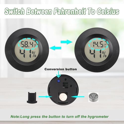Mini Hygrometer Digital Thermometer Humidity Meter 6 Pack Hygrometer Thermometers Indoor/Outdoor Humidity Monitor Reptile Thermometer for Humidors Greenhouse Garden Cellar Fahrenheit(℉)/ Celsius(℃)