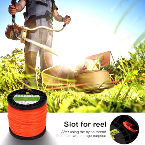 String Trimmer Line, Square Orange Heavy Duty Weed Eater String, Premium Nylon Universal 0.095" x 1.7LB, 330Foot