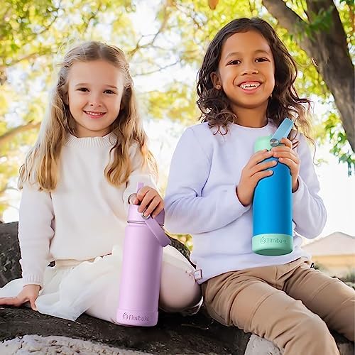 Fimibuke Kids Insulated Water Bottle - 18oz BPA-FREE 18/8 Stainless Steel Kid Cup with Straw Travel Tumbler Leak Proof Double Wall Vacuum Toddler Water Bottle for School Boy Girl(2 Pack, Candy/Bubble)