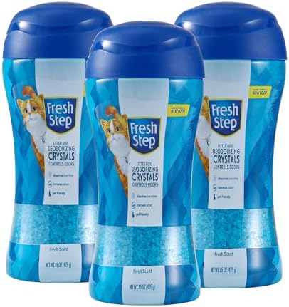 Fresh Step Cat Litter Crystals in Fresh Scent - Cat Litter Box Deodorizer - Combats Odors and Neutralizes Smells to Keep Your Home Clean, 15 Ounce - 3 Pack