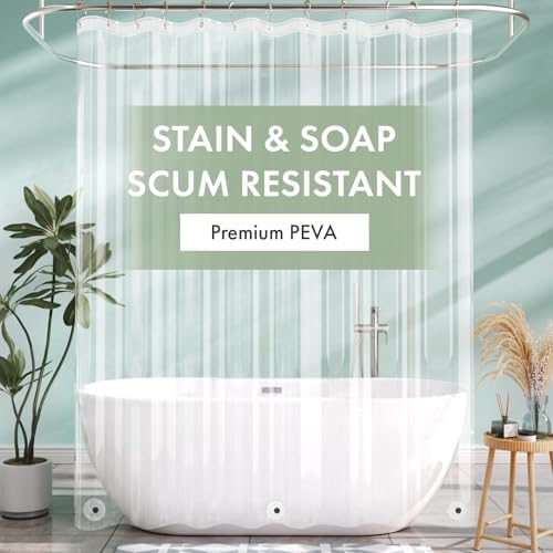AmazerBath Long Shower Curtain Liner with 3 Magnets, 72x80 Clear Shower Curtain Liner Tall, Waterproof Plastic Shower Liner, Lightweight PEVA Shower Curtain with 12 Rustproof Metal Grommets