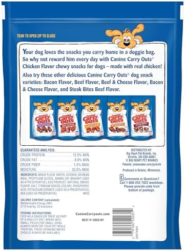 Canine Carry Outs Dog Treats, Chicken Flavor, 22.5 Ounce (Pack of 4), Made with Real Chicken