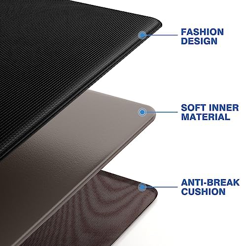 StepRite Kitchen Mats, 2PCS Kitchen Rugs, Cushioned Anti Fatigue Kitchen Mats for Floor, Non-Slip Standing Desk Mat, Waterproof Kitchen Rug Set for Kitchen, Floor, Office, 17.3"x30"+17.3"x47", Black