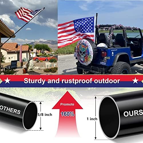 Barcetine American Flag Poles for Outside House - 5ft Tangle Free Flag Pole for House with Holder Bracket,Residential Flagpole Kit for Outdoor Porch Garage - Black