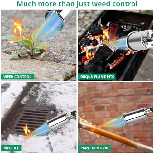 Sondiko Propane Torch Weed Burner, High Output 1,200,000 BTU Weed Torch Flamethrower, 30" Detachable Long Arm Heavy Duty Blow Torch with Flame Control For Garden, Wood, Ice, Snow, Stumps, Melting