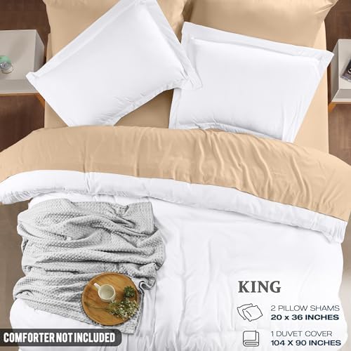 Utopia Bedding Duvet Cover King Size - 3 Piece with Zipper Closure - 1 Comforter Cover 104X90 Inches & 2 Pillow Shams 20X36 Inches (White) Comforter Not Included