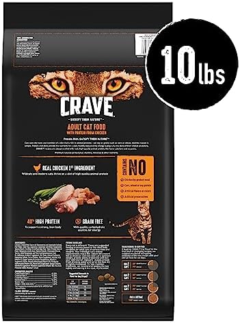 CRAVE Grain Free Adult High Protein Natural Dry Cat Food with Protein from Chicken, 10 lb. Bag