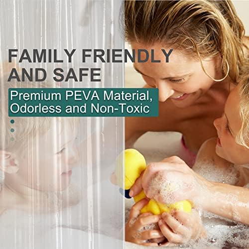 AmazerBath Clear Shower Curtain Liner, 72 x 78 Inches EVA 8G Heavy Duty Plastic Waterproof Weighted Thick Bathroom with 3 Weights and 12 Rustproof Grommet Holes