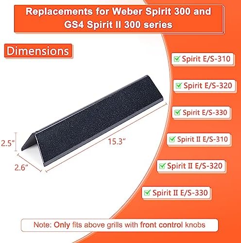 15.3" Flavorizer Bars for Weber Spirit 300 & GS4 II 300 Series, Spirit E310 E315 E320 E330 S310 S315 S320 S330 Grills with Front Control Knobs, Spirit 310 Replacement Parts for Weber 7636 69797 68843