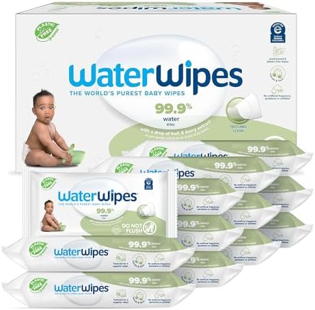 WaterWipes Textured Clean, Toddler & Baby Wipes, 99.9% Water, 3-In-1 Cleans, Cares, Protects, Unscented & Hypoallergenic, 720 Count (12 Packs), Packaging May Vary