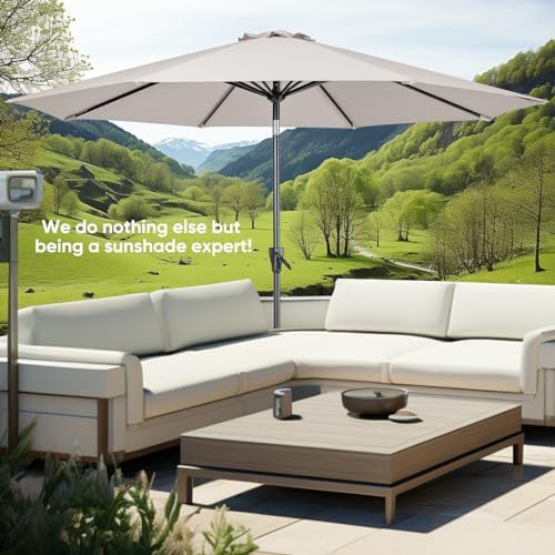 Tempera Patio Market Outdoor Table Umbrella with Push Button Tilt and Crank,Large Sun Umbrella with Sturdy Pole&Fade resistant canopy,Easy to set