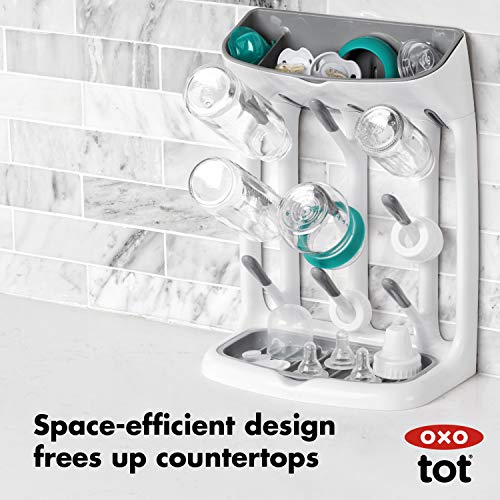 OXO Tot Space-Saving Bottle Drying Rack, Baby Bottle Organizer for Countertop