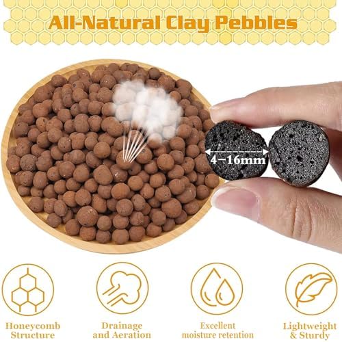 Legigo 10 LB Organic Leca Clay Pebbles for Plants, 4mm-16mm 100% Natural Leca Balls for Indoor Plants, Hydroton Clay Pebbles for Plants Hydroponic Aquaponics Growing Orchid Drainage Terrarium