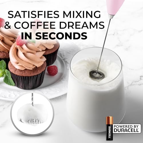Zulay Kitchen Handheld Milk Frother with Duracell AA Batteries – Ultra Fast Electric Mixer & Foam Maker, Easy-Clean Drink Mixer for Coffee & More - Lavender