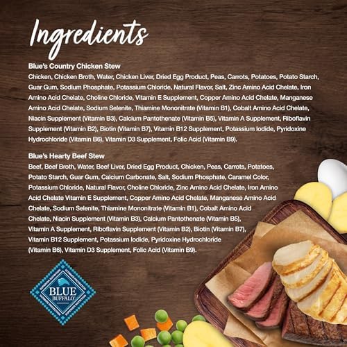Blue Buffalo Blue's Stew Natural Wet Dog Food, Made with Natural Ingredients, Hearty Beef and Country Chicken Variety Pack, 12.5-oz. Cans, 6 Count